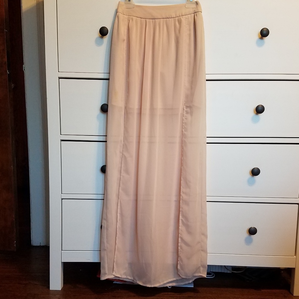Charlotte Russe Light Pink Nude Chiffon Maxi Skirt